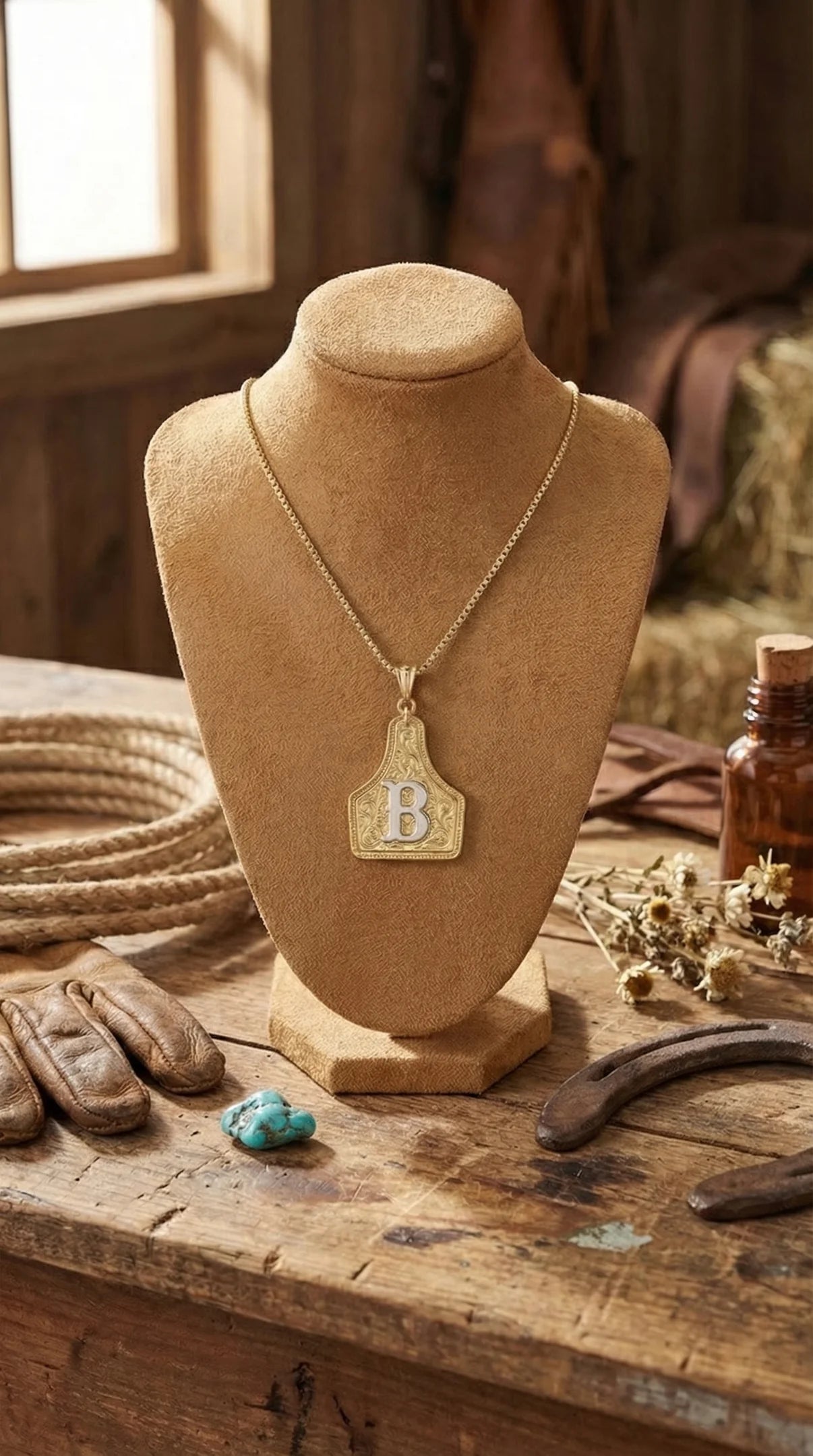 Cow tag necklace