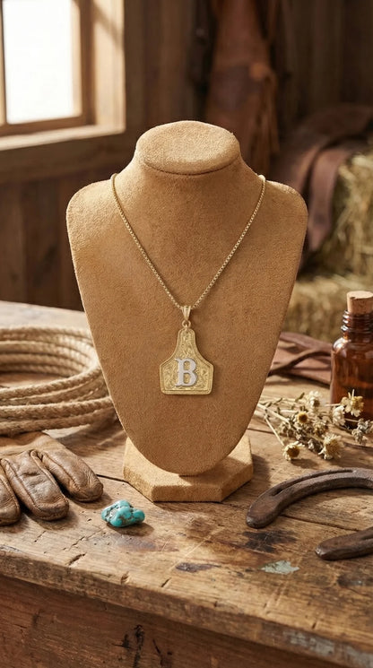 Cow tag necklace