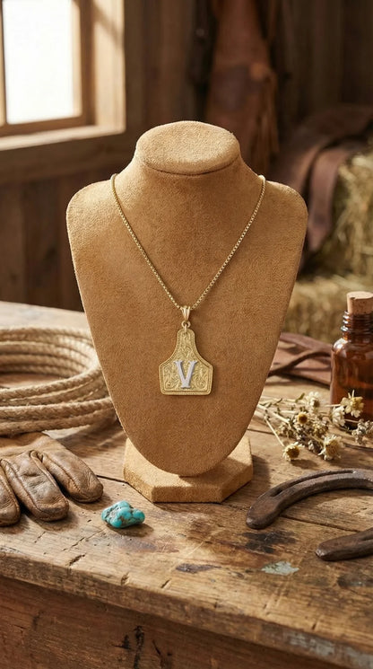Cow tag necklace