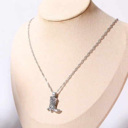 Vintage Gold Western Boot Necklace