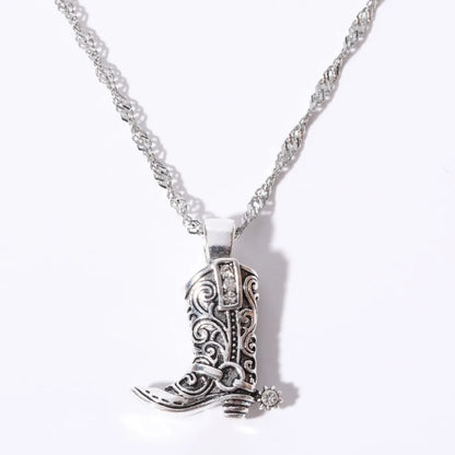 Vintage Gold Western Boot Necklace